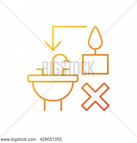 Never Throw Hot Wax Down Sink Gradient Linear Vector Manual Label Icon. Clogging Sink. Thin Line Col