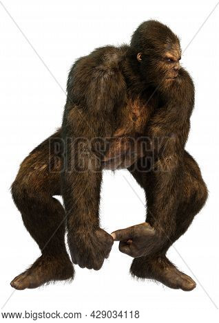 3D Rendering Sasquatch On White