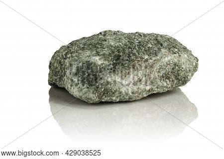 Stone, A Rough Piece Of Jadeite On A White Background