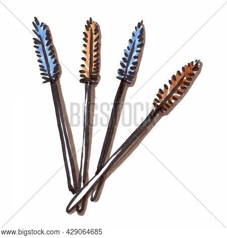Felt Pen Eyelash Extension Tool Element In The Style Of Line Art Beauty Theme On A White Background.