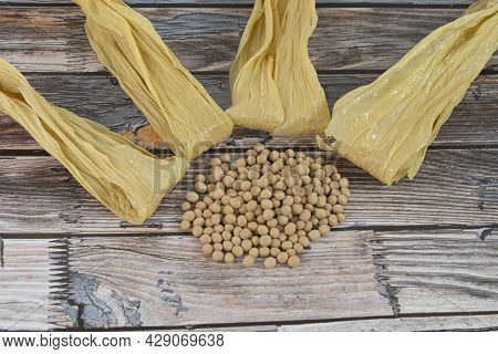 Tofu Skin, Or Locally Known As Foochuk Is A Food Product Made From Soybean Film When Boiling Of Soy 