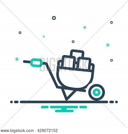 Mix Icon For Wheel-barrow Wheel Barrow Agriculture Carry Hauling Tote Pushcart Construction Heavy Ho