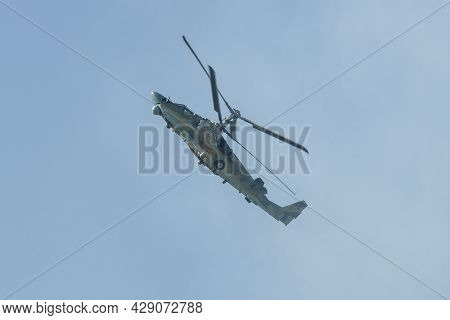 Zhukovsky, Russia - August 30, 2019: Russian Reconnaissance And Attack Helicopter K-52 