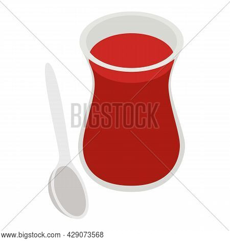 Black Tea Icon Isometric Vector. Glass Of Traditional Azerbaijan And Turkey Tea. Armudu Glass, Easte