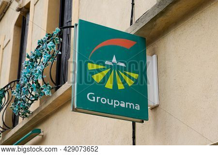 Montpellier , Occitanie France  - 06 25 2021 : Groupama Logo Text And Brand Sign Front Of Office Wal