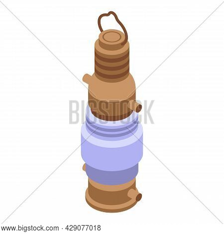 Oil Candle Icon Isometric Vector. Kerosene Lamp. Old Lantern