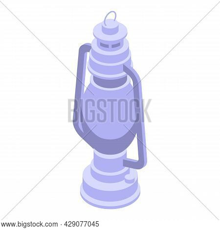 Camp Lamp Icon Isometric Vector. Kerosene Lantern. Gas Flame