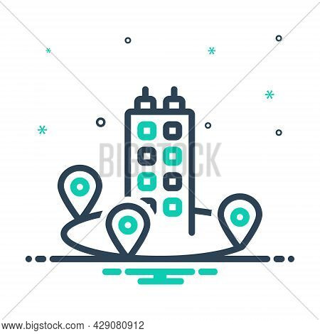 Mix Icon For Near Adjacent Nigh Adjoining Immediate Neighboring Nearby Closely Location Building