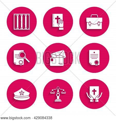 Set Envelope, Scales Of Justice, Oath On The Holy Bible, Certificate Template, Police Cap With Cocka