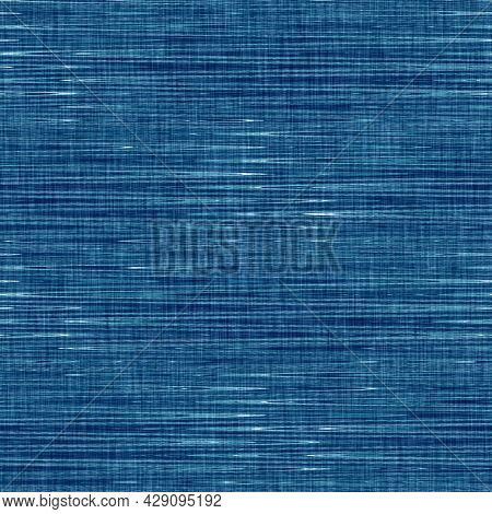 Classic Blue Woven Stripe Masculine Shirt Fabric Texture. Navy Space Dyed Marled Melange Background.