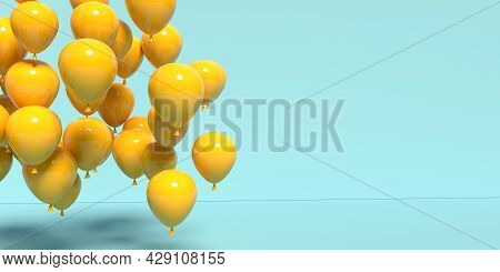 Floating Balloons On A Colored Background - 3d Render