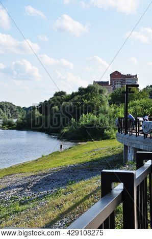 Panorama Of The Desna River Embankment In Bryansk. People On The Observation Deck. July 30, 2021, Br