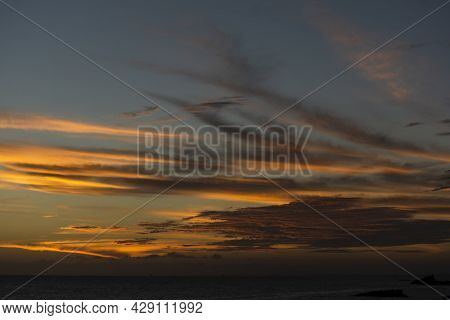 Romantic Sunset In Yellow, Orange, Lilac, Purple, Blue...