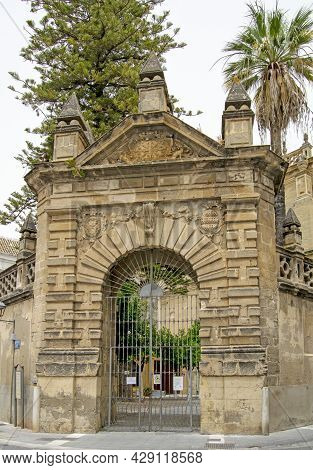 Entrance Door To The Santo Domingo Church In Sanlucar De Barrameda, Cadiz, Andalusia, Spain