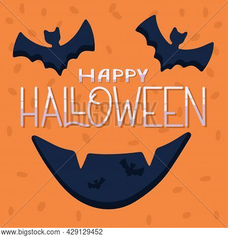 Halloween Pumpkin Background Poster. Halloween Concept. Vector Illustration In Flat Style