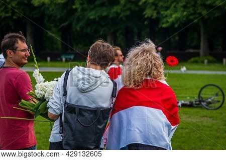 August 07, 2021, The Hague, Netherlands, Belarusian Protestors On The Peaceful Meeting Demand Freedo