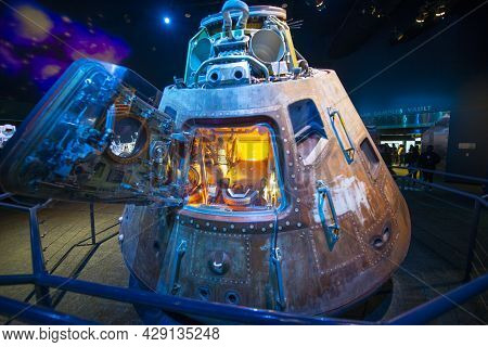 Houston, Tx, Usa - Dec. 15, 2018: Apollo 17 Command Module Displayed In Johnson Space Center In City