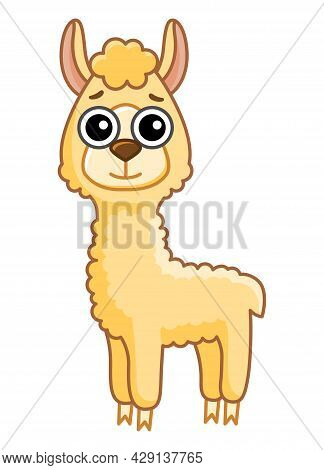 Coloring Animal For Children Coloring Book. Funny Alpaka In A Cartoon Style. Trace The Dots And Colo