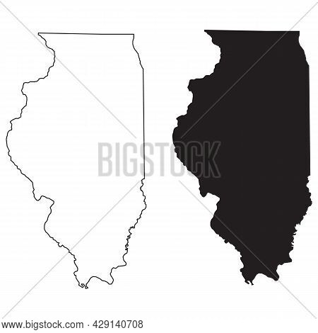 Illinois Map On White Background. Illinois State Sign. Outline Illinois Map Symbol. Flat Style.