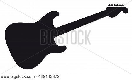 An Original Solid Body Electric Guitar Shape In Silhouette On A White Background