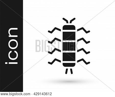 Black Centipede Insect Icon Isolated On White Background. Vector