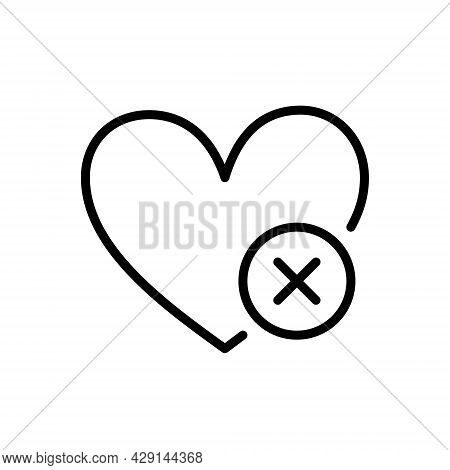 Hearts With Cross. Wishlist Icon. Delete From Favorites. Editable Stroke. Vector Illustration Isolat