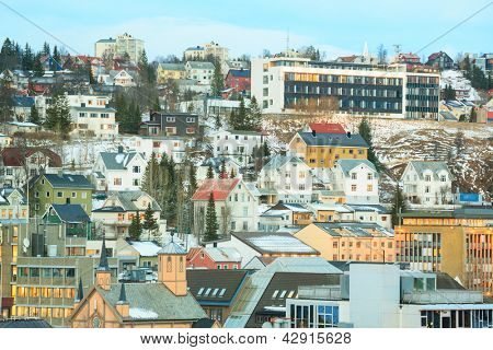 Panoráma města Tromso za soumraku Troms, Norsko