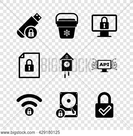 Set Usb Flash Drive With Lock, Cooler Bag, Lock On Monitor, Wifi Locked, Hard Disk And And Check Mar