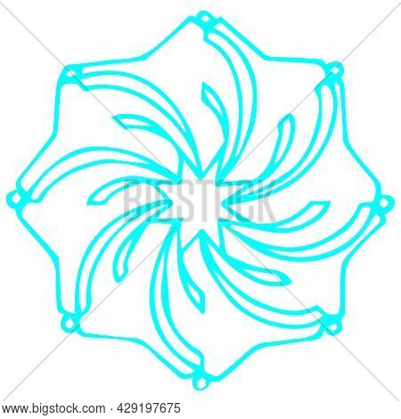 Blue Snowflake In Cartoon Style. Winter, New Year, Christmas. Vector Stock Illustration Isolated On 