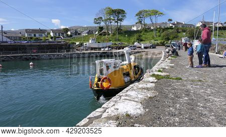 Tour Boat With Passengers On The Irish Sea Carnlough Village Northern Ireland On 5th July 2021