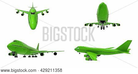 3d Illustration. Large Passenger Aircraft Of Large Capacity For Long Transatlantic Flights