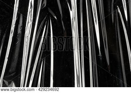 Wrinkled plastic wrap texture metallic black and white wallpaper