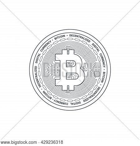 Bitcoin Icon. Cryptocurrency Logo. Digital Cryptographic Currency Bitcoin. Bitcoin Sign Concept. Vec