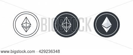 Ethereum Icons Concept. Cryptocurrency Logo Variations. Digital Cryptographic Currency Ethereum. Vec