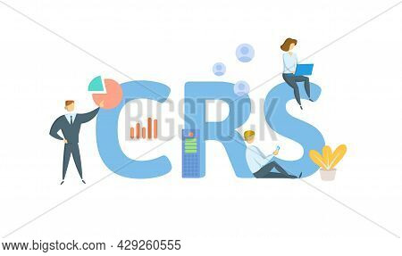 Crs, Congressional Research Service. Concept With Keyword, People And Icons. Flat Vector Illustratio