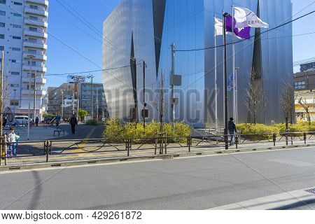 Tokyo, Japan - January 5,2020 : The Sumida Hokusai Museum With Blue Sky In Tokyo, Japan On January 5