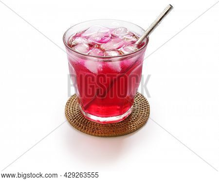 japanese red shiso juice isolated on white background