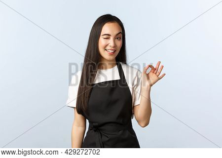 Coffee Shop, Small Business And Startup Concept. Sassy And Confident Asian Female Barista Show Clien