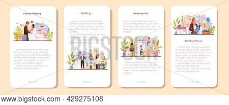 Wedding Planner Mobile Application Banner Set. Professional Organizer