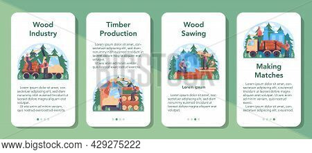 Wood Industry And Timber Production Mobile Application Banner Set