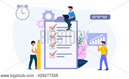 Check List With Done Mard Successful Completion Of Business Tasks Flat Vector Illustration Questionn