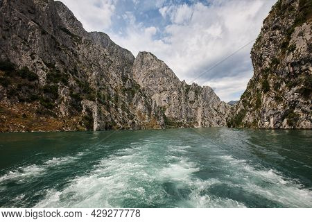 Mountain View From Fierza-koman Ferry In Albania