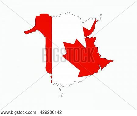 New Brunswick Map On Canadian Flag. Nb, Ca Province Map On Canada Flag. Eps Vector Graphic Clipart I
