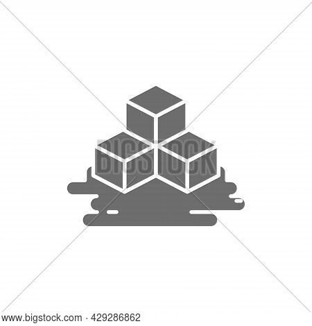Three Ice Cubes Grey Icon. Isolated On White Background