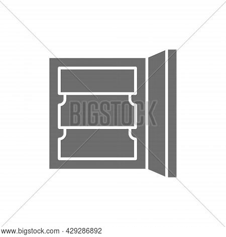 Vector Fridge, Freezer With Shelves Grey Icon.
