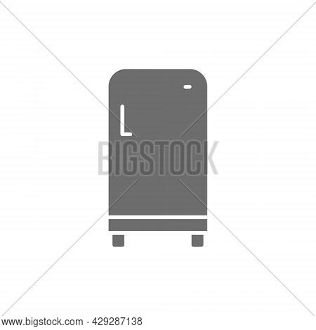Retro Fridge, Single Compartment Refrigerator Grey Icon.