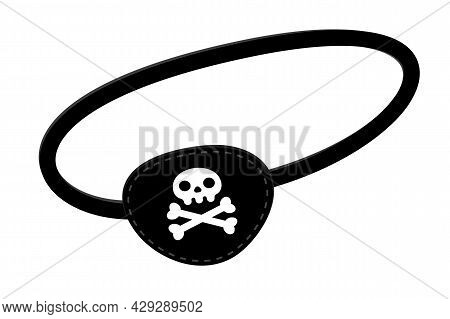 Pirate Eye Patch Icon Sign Flat Style Design Vector Illustration Isolated On White Background. Black