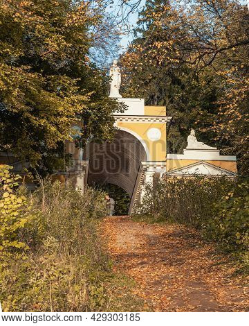 Milovida Pavilion In Tsaritsyno Park On Autumn Day. Moscow. Russia