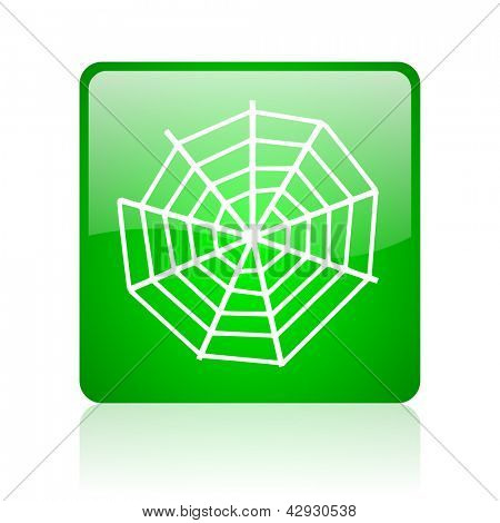 en fondo blanco el icono web Spider web cuadrado verde