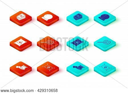 Set Magician Hat In Hand, Carpet, Ancient Magic Book, Wand, Ball And Three Tarot Cards Icon. Vector